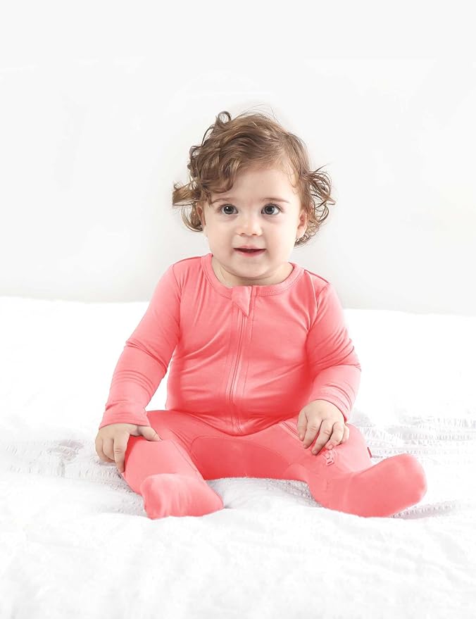 RRP Unisex Baby Footies Pajamas,Rayon Derived From Bamboo,Buttery Soft Sleep 'N Play PJs,2-Way Zipper Closure,0-18 Months