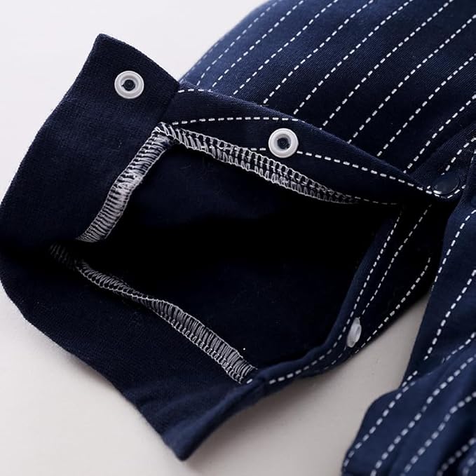 HUAANIUE Newborn Baby Boys Gentleman Romper One Piece Long Sleeve Bowtie Outfit Formal Wear Tuxedo Suit