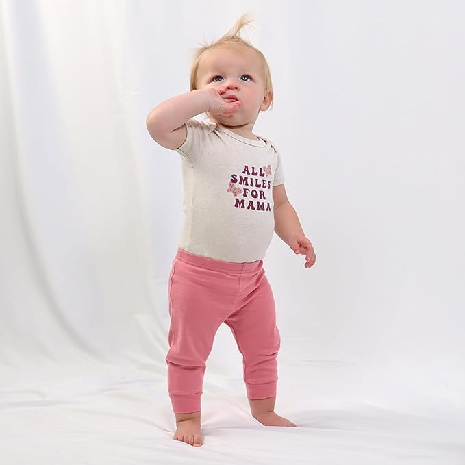 The Peanutshell Baby Girl Short Sleeve Bodysuits - 100% Cotton Infant Outfits, 0-24 Months - Rainbow Safari