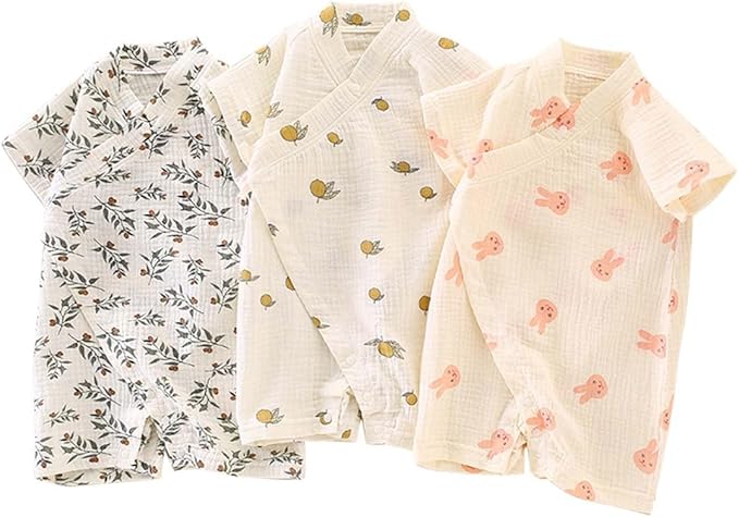 Baby Kimono Robe Newborn Cotton Yarn Bodysuit Romper Infant Japanese Pajamas 0-24 Months