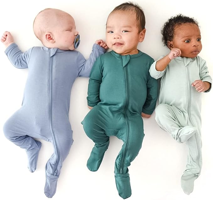 KYTE BABY Unisex Zipper Closure Footies, Rayon Made From Bamboo, 0-24 Months