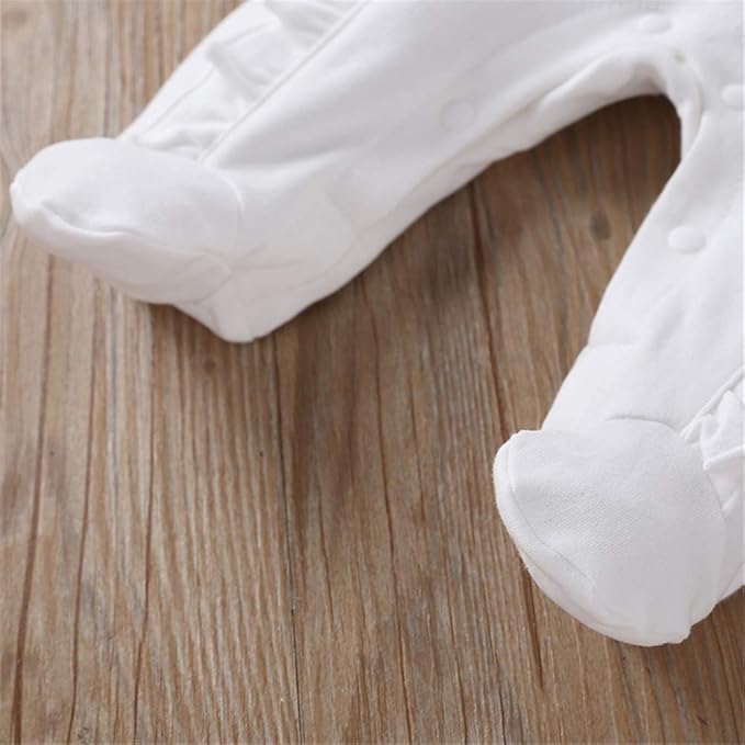 Infant Baby Girl Ruffled Cotton Footies Footed Overall Romper with Hat Toddler Baby Footed Jumpsuit