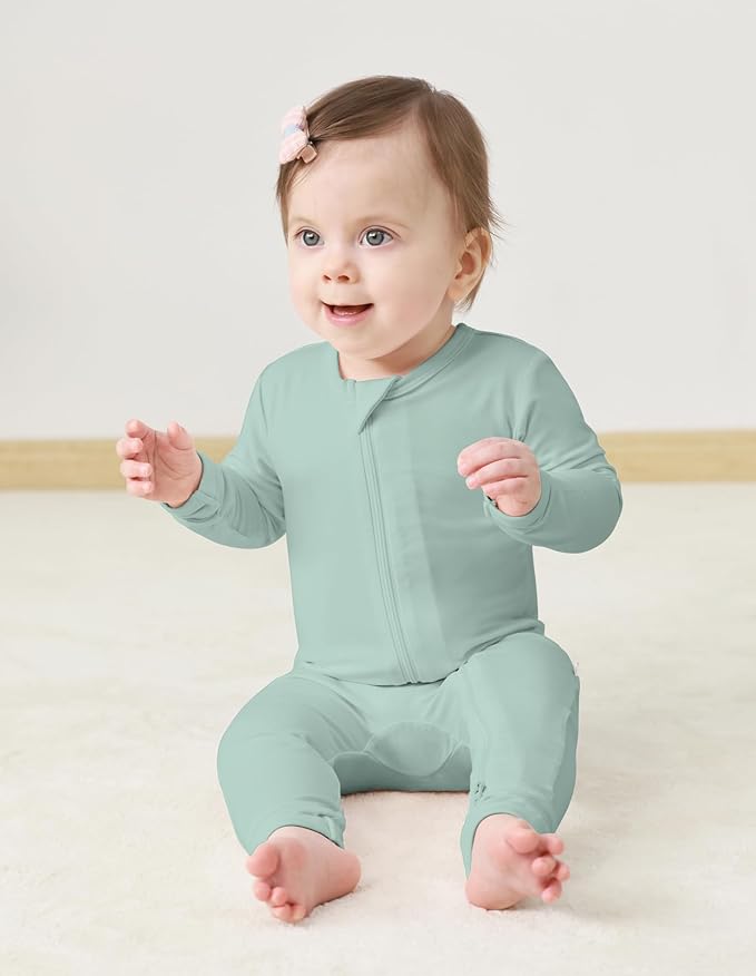 Baby Zippered Rompers Newborn Pajamas Sleepers Long Sleeve Jumpsuits Infant Zipper Romper-Viscose from Bamboo