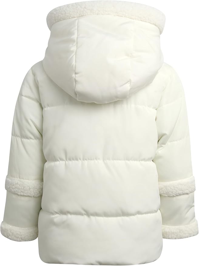 DKNY Baby Girls Puffer Coat - Soft Polar Fleece Lined Quilted Puffer Jacket for Girls - Cozy Winter Coat for Infant & Toddler