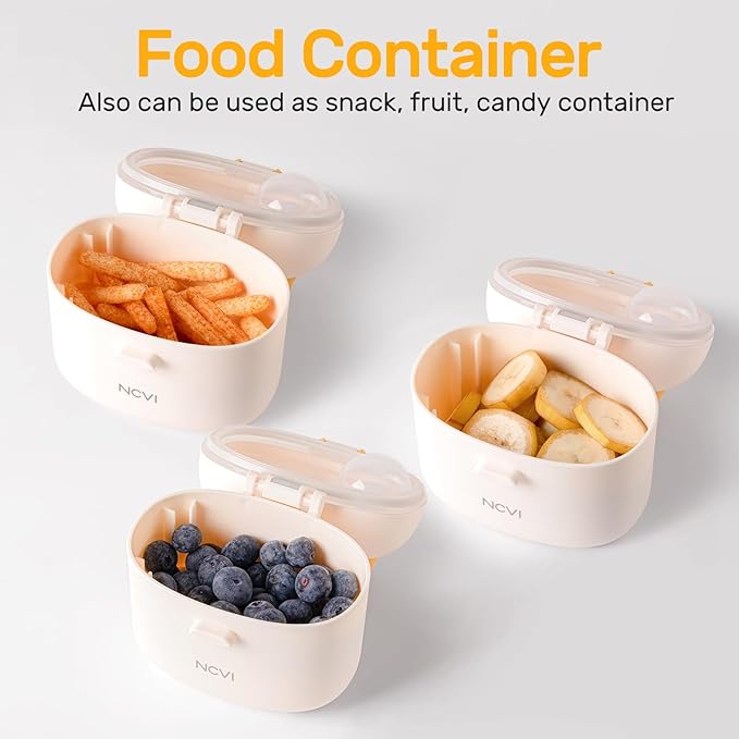 NCVI Formula Dispenser On the Go, Portable Baby Travel Milk Powder Formula Container Holder to Go with Scoop Suitable for Diaper Bag Backpack, Ready to Brew Milk Newborn Infant (White Sheep)