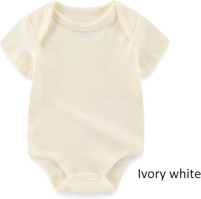 Baby Bodysuit 6 Pack Soft Mixed Ribbed Short Sleeve Romper Infant Boy Girl Clothes Set