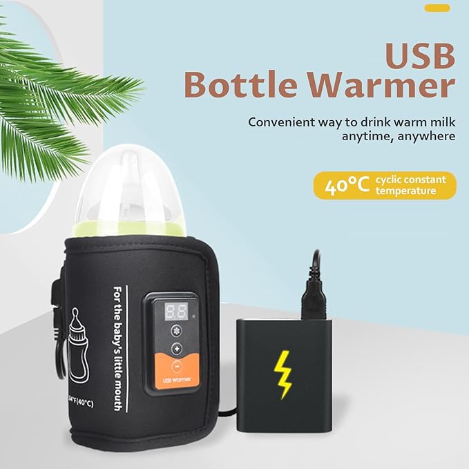 Baby Bottle Warmer for Breastmilk and Formula, Portable Bottle Warme with LED Display, Accurate Temperature Control, USB Warmer Bottle Suitable for All Bottles, Home and Travel (5035)