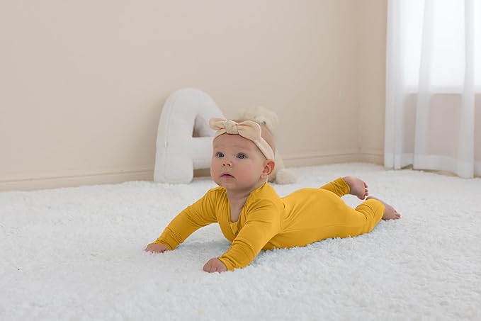 GUISBY Cotton Sleepers Footless Pajamas with Zipper and Mittens Long Sleeve Rompers for Baby