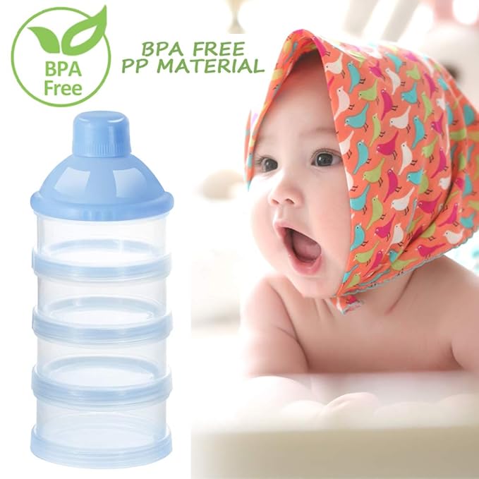 Accmor Formula Dispenser On The Go, 4 Compartments Stackable Formula Container for Travel, Baby Milk Powder Kids Snack Container, BPA Free 