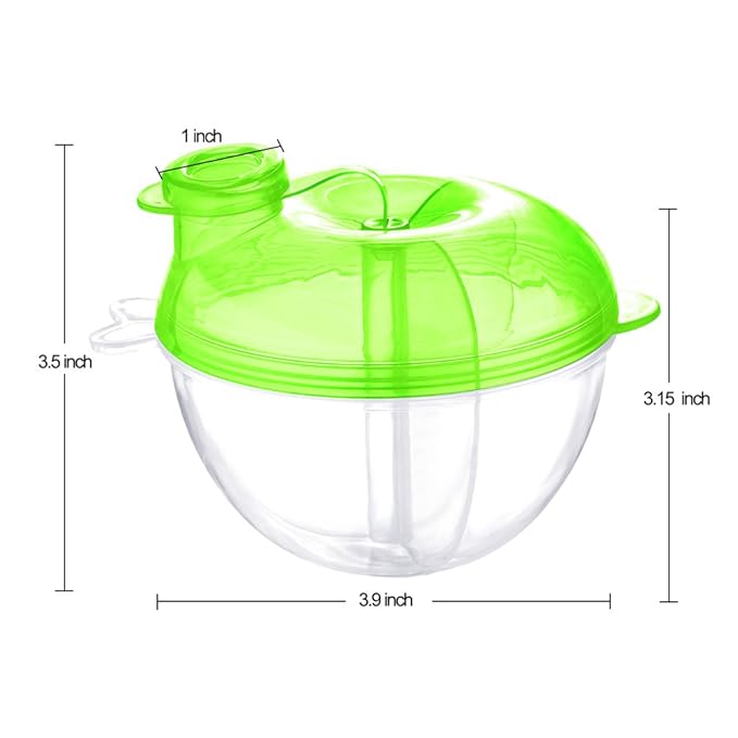 Accmor Baby Formula Dispenser for On-The-Go Feedings, Three-Compartment Non-Spill Formula Container to Go, Snack Milk Powder Dispenser for Traveling with Infant Toddler, Green, 2 Pack