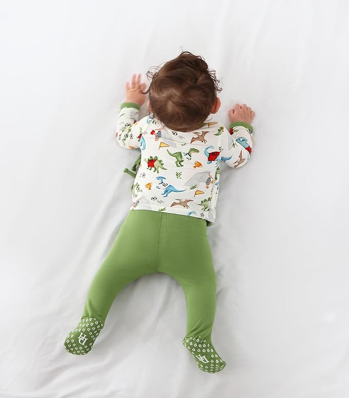 Newborn Baby Girls Clothes-Viscose Made from Bamboo, Long Sleeve Kimono Top and Pants Set Soft Infant Outfits