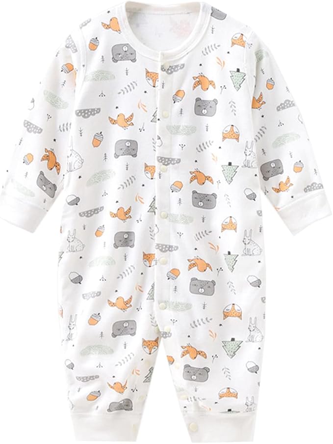 Newborn Baby Boy Girl Organic Cotton Bodysuit Long Sleeve Jumpsuit 3-Pack Outfits Clothes,0-24Months