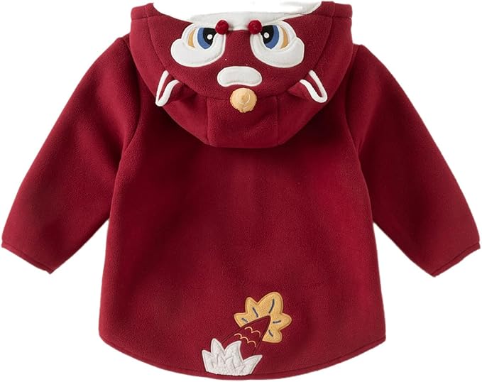 DAVE&BELLA Toddler Fleece Jacket, Baby Boys Girls Animal-shaped Hooded Zipper Long Sleeve Warm Spring Autumn Outerwear Coat