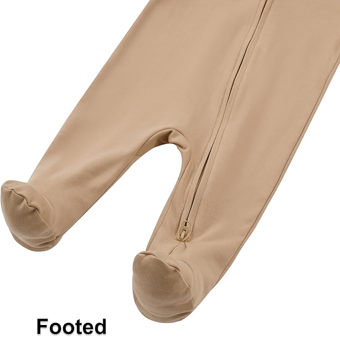 Aablexema Baby Organic Cotton Footed Pajamas Zip Up Preemie Newborn One Piece Long Sleeve Onesie Pjs