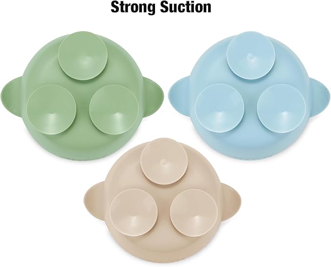 PandaEar 3 Pack Stainless Steel Baby Suction Bowls, Non-Slip Child Food Bowl with Silicone Sleeve for Kids Toddlers Infants, Unbreakable & Mess Free (Blue Green Brown)