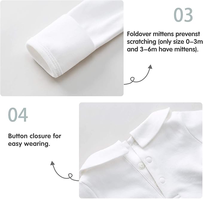 pureborn Baby Girls Boys Bodysuit Super Soft Cotton Romper 0-24 Months