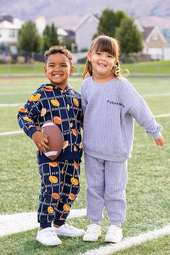 monica + andy Sporty Sweatsuit, 100% Organic Cotton Clothes for Boys & Girls, Outfit Sizes For Kids, Toddler & Infant