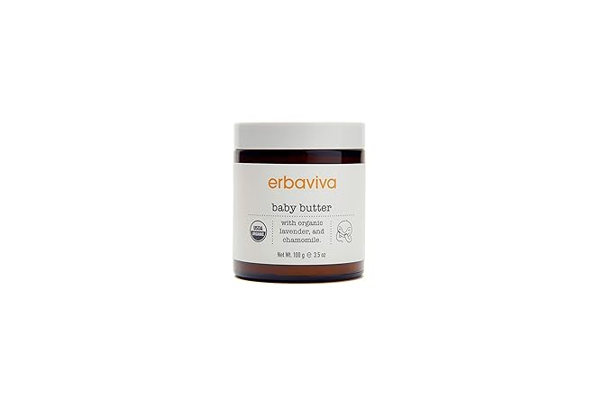 Erbaviva Organic Baby Butter, 3.5 oz - A Nourishing Butter to Moisturize and Protect Delicate Skin for your Little Ones - Made with Calming Essential Oils and Cocoa Butter