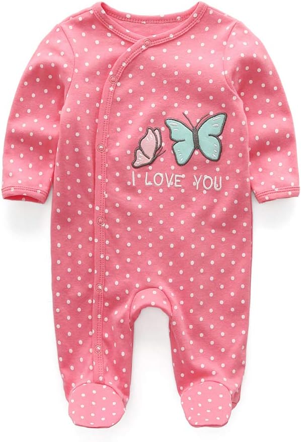 Newborn Baby Boy Girl Organic Cotton Bodysuit Long Sleeve Jumpsuit 3-Pack Outfits Clothes,0-24Months