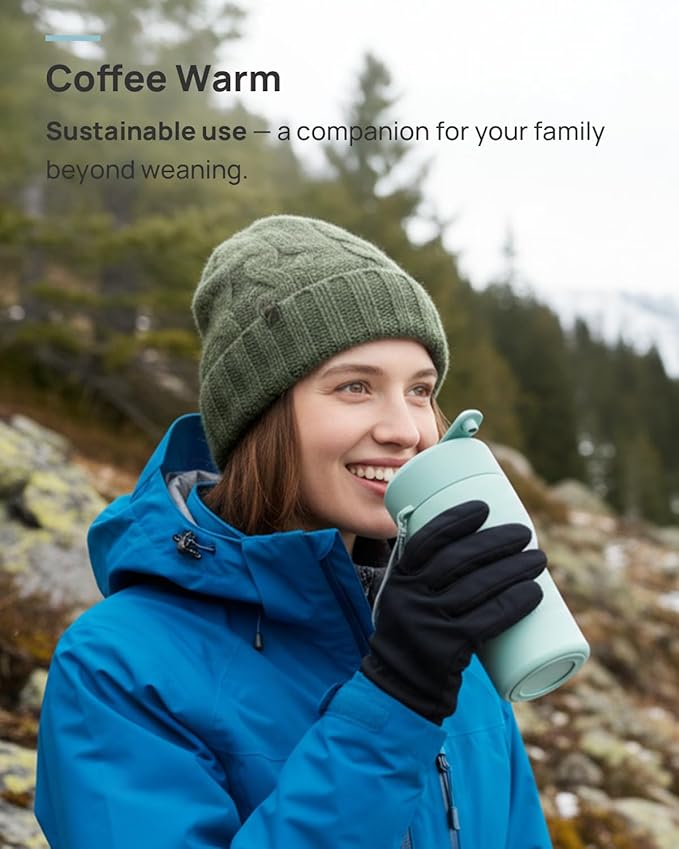 Papablic Pro Portable Bottle Warmer — 115W Fastest Heating, Built-in Sterilizer, 8 Feeds per Charge, 5 Temp Settings + Keep Warm, for Breastmilk & Formula, Mint Green