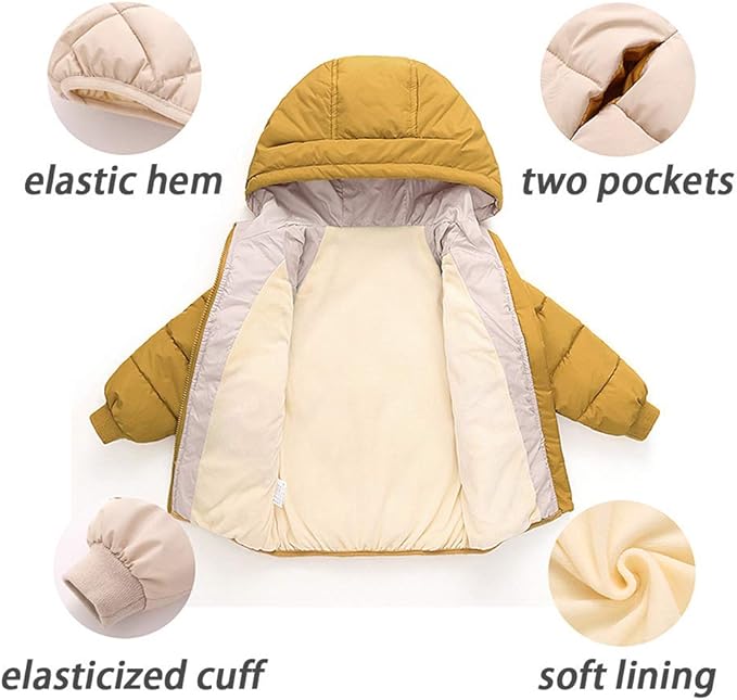 Curipeer Kids Winter Jacket Front Zip Warm Snow Wear Toddler Outer Clothing 2-8T