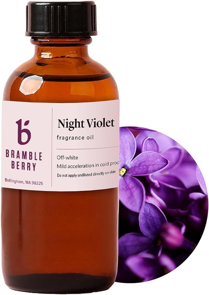 Bramble Berry Night Violet Fragrance Oil 2 oz | Dark Floral & Powdery Musk Scent for Soap, Candles, Lotion & Bath Bombs | Skin Safe, Vegan, Paraben & Phthalate Free, DIY Craft Essential