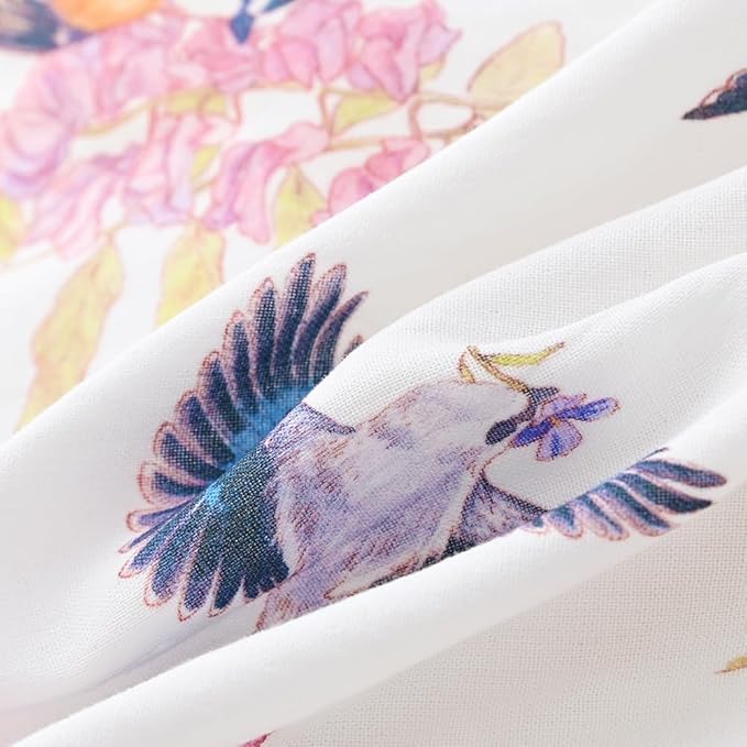 BINIDUCKLING Baby Kimono Style Wrap Over Bodysuit Soft Muslin Fabric Graphic Print