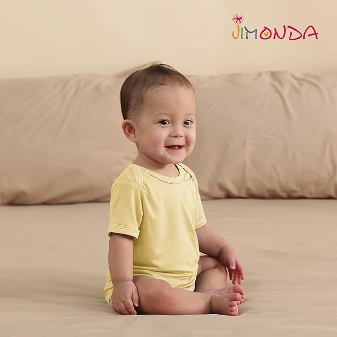 Jimonda Baby Bodysuits Rayon from Bamboo Short Sleeve Baby Boys Girls Rompers Soft Outfits Newborn Clothes
