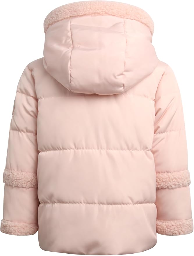 DKNY Baby Girls Puffer Coat - Soft Polar Fleece Lined Quilted Puffer Jacket for Girls - Cozy Winter Coat for Infant & Toddler