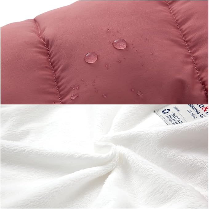 Rokka&Rolla Baby Girls' Water-Resistant Puffer Jacket Hooded Winter Coat with Soft Mini Fur Lining for Newborn Infant Toddler