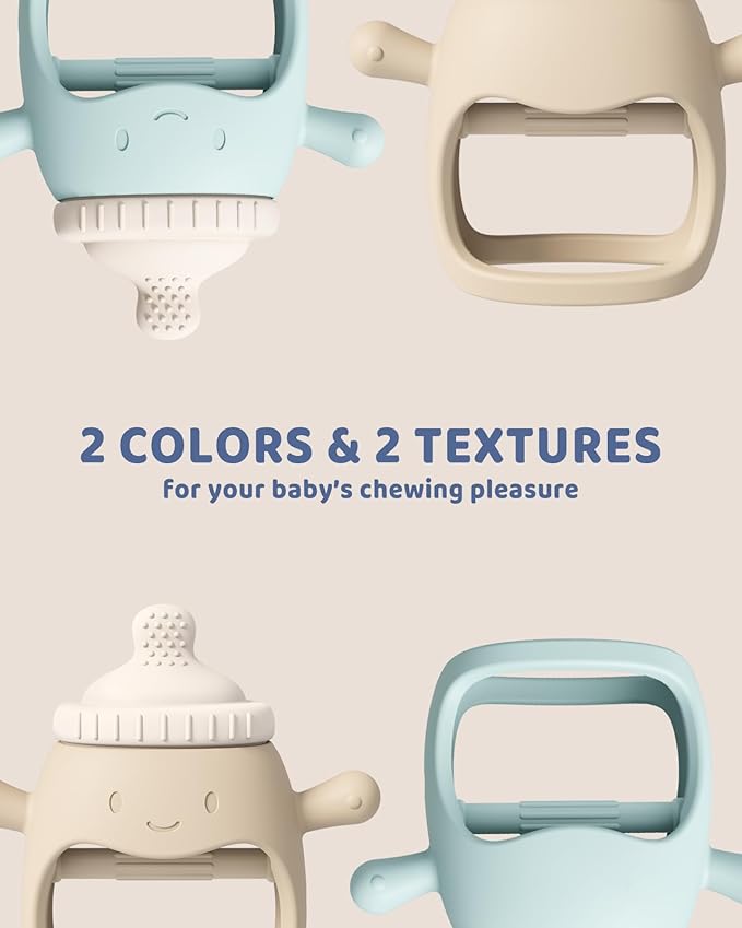 2Pack Baby Teething Toy for Over 3 Month, Food Grade Silicone Teething Mitten, Anti Dropping Wrist Hand Teethers Baby Chew Toys for Sucking Needs, BPA Free (Patent Pending)