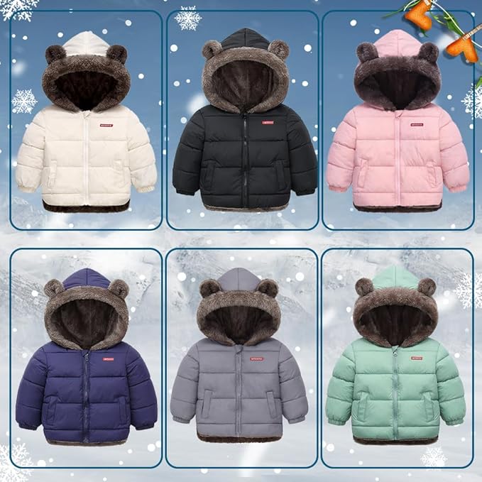 Fairy Baby Infant Baby Winter Coat Cute Teddy Bear Hooded Jacket Warm Fleece Outerwear Windproof Toddler Boys Girl 6M-4T