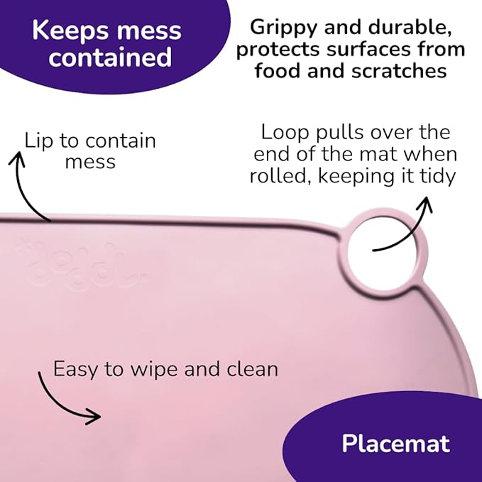 doddl Baby First Utensil Feeding Set (6–12 Months) – Baby Cutlery + 2-in-1 Suction/Non-Slip Bowl + Easy-Clean Placemat – BLW Weaning Kit Dusky Rose