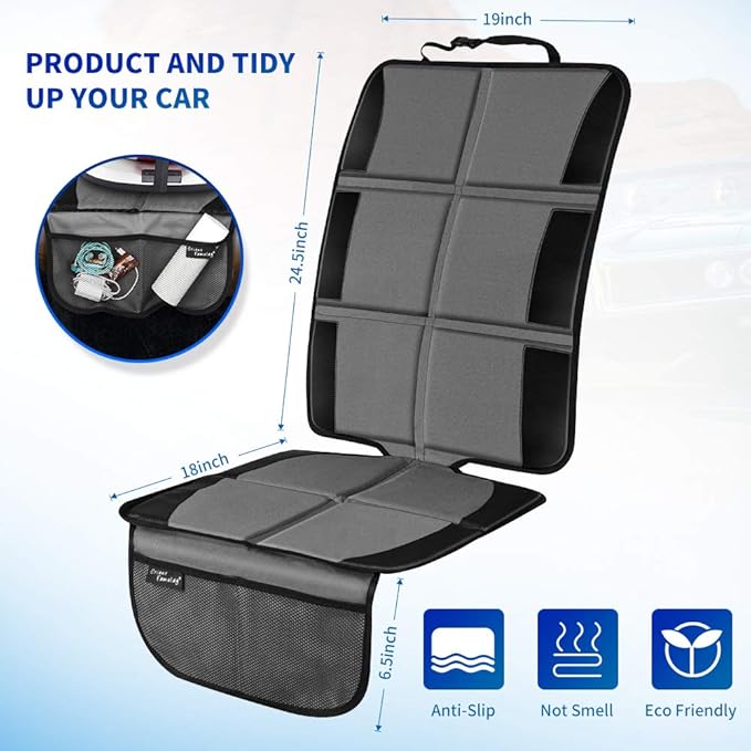 2 Pack Large Car Seat Protectors for Child & Baby, Thick Padding Waterproof, Auto Vehicle Leather Seats & Dog Mat Cover Pads, Grey