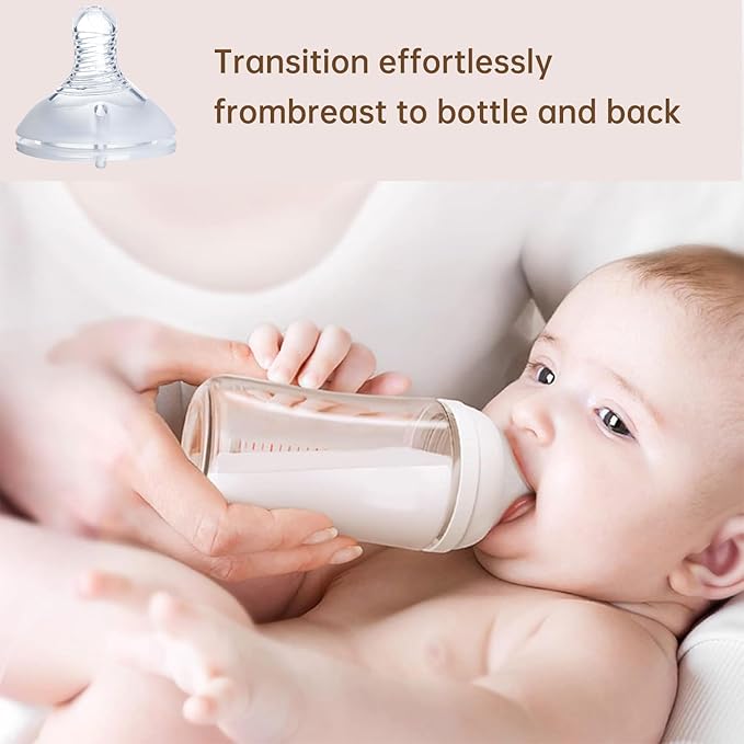 4Pack Replacement Silicone Nipple Compatible with Pigeon PP Nursing Bottle, Soft Spout Replacement for Pigeon, Easy Transition from Bottle to Cup, No Spill (M, Medium Flow)