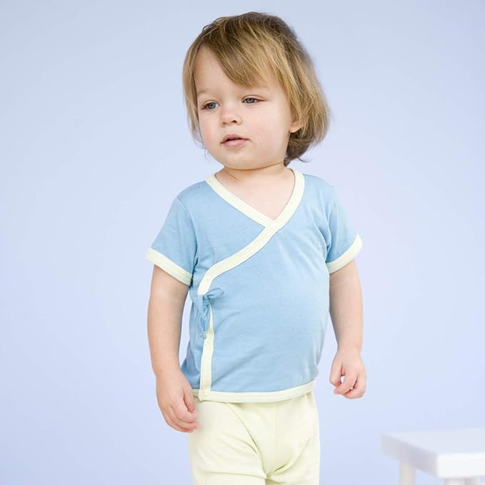 Babysoy Unisex Baby Toddler Short Sleeve Wrap Around Kimono Tee Shirt