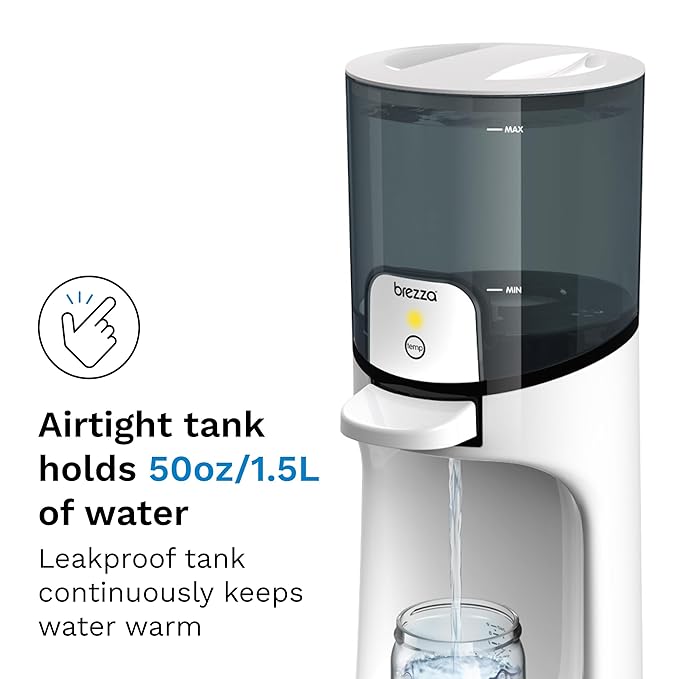 Baby Brezza Instant Baby Bottle Maker with 3 Temperature Settings for Formula Warming, 50oz Tank Capacity, 24/7 Warm Water Dispenser, Electric Kettle Alternative