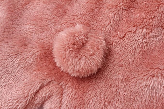 Baby Furry Jumpsuit Infant Bear Onesies Zipper Long Sleeve One-Piece Romper Hoodie Baby Outwear Snowsuit