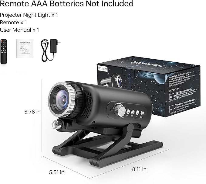 Homelist Sleep Aid Night Light for Kids & Adults with White Noise & Bluetooth Speaker, 60 Scenes Galaxy Star Projector Light Gifts for Bedroom Relaxation, Party, Birthday, Valentine's Day