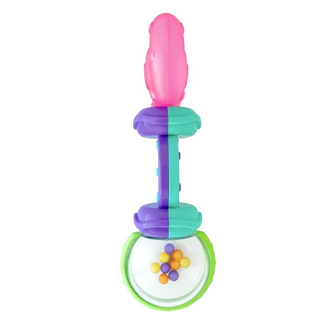 Bright Starts Rattle and Teethe Chillable Baby Teether, Pretty in Pink, Ages 3 Months +