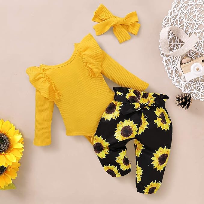 Newborn Baby Girl Clothes Infant Girl Outfits 0 3 6 12 18 Months Clothes for Girls Headband Clothing Set