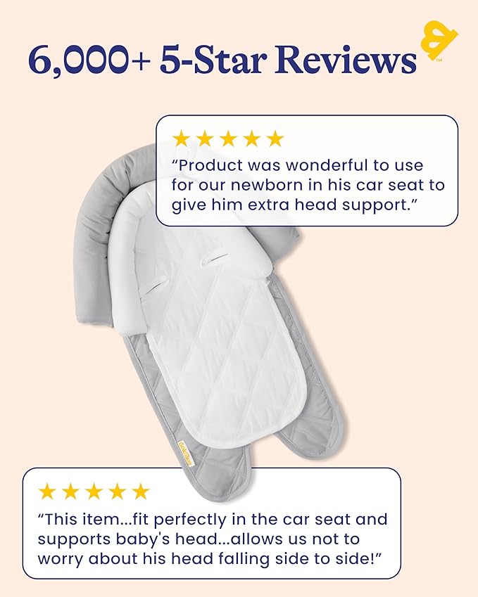 GoldBug Baby & Toddler 2-in-1 Car Seat Head Support - Grey