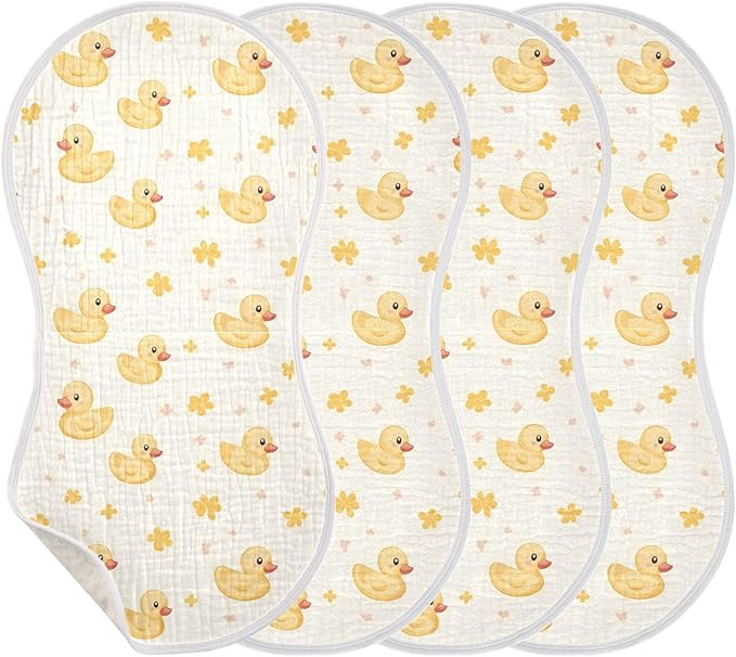 vvfelixl Muslin Burp Cloths Cute Yellow Rubber Ducks Baby Washcloths for Baby Girl Boys 2 Pack