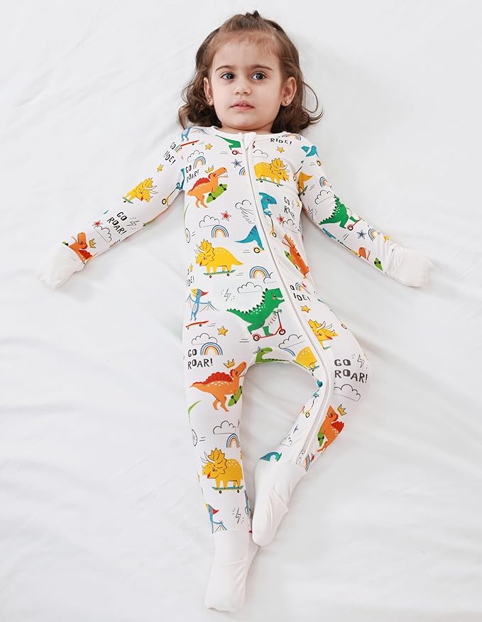 Baby Zippered Rompers Newborn Pajamas Sleepers Long Sleeve Jumpsuits Infant Zipper Romper-Viscose from Bamboo