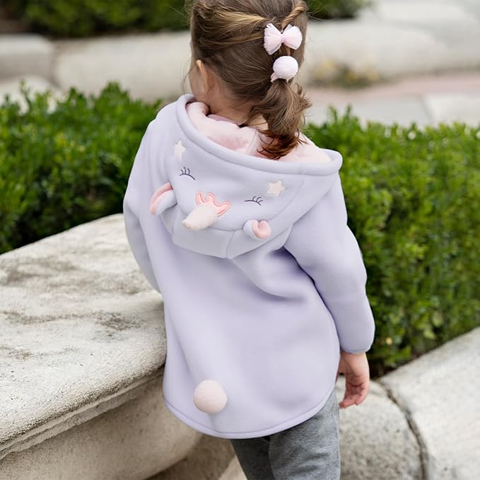DAVE&BELLA Toddler Fleece Jacket, Baby Boys Girls Animal-shaped Hooded Zipper Long Sleeve Warm Spring Autumn Outerwear Coat