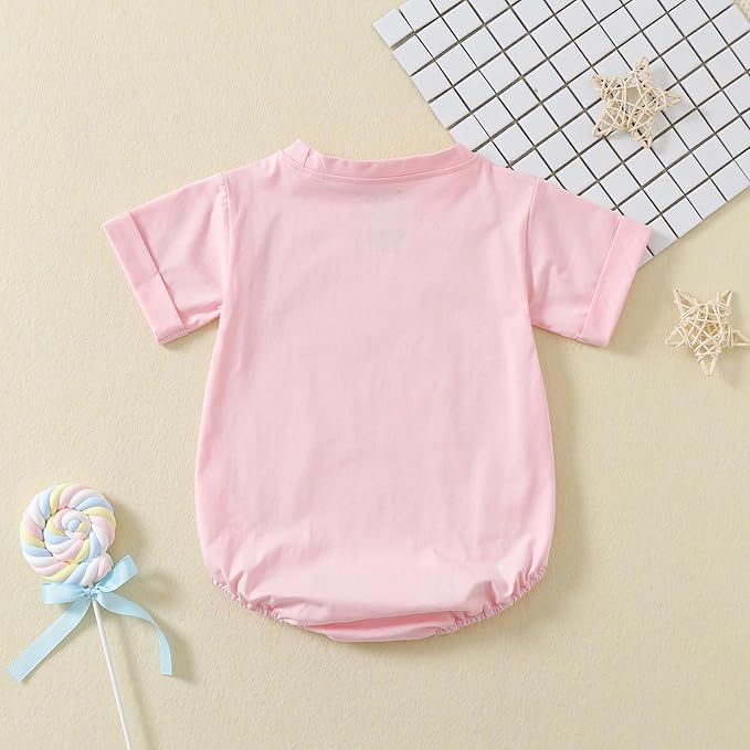 Jimonda Baby Boy Girl Bubble Romper Solid Color Bodysuit Short Sleeve Organic Cotton T-Shirt