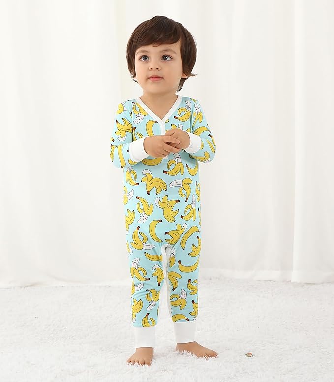Baby Boys Girls Romper-Viscose Made from Bamboo, Long Sleeve Jumpsuits Soft Footless Rompers, Unisex