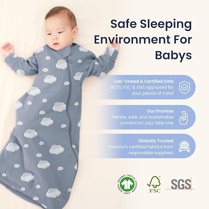 kaiya baby Unisex Sleeping Bag for Babies and Toddlers 2.5 Tog Sleep Sack, Long Sleeve Sleep Sack, Wearable Blanket Baby