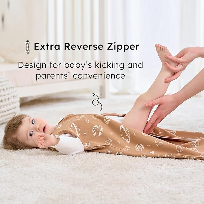 Baby Sleep Sack 18-24 months, 100% Cotton Sleeping Sack for Newborn and Infant, 3 Pack Baby Wearable Blanket for Boy and Girl, 0.5 Tog Lightweight Double Zipper Sleep Bag Coffee Dinosaur Planet