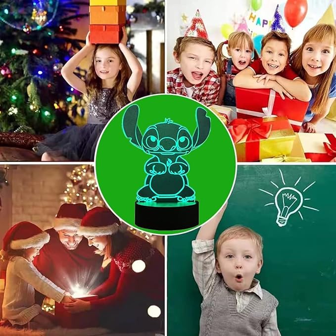 3D Illusion Night Light, 16 Color Night Light - 3D LED Intelligent Remote Control Lamp for Children's Room Decoration and Children's Gifts